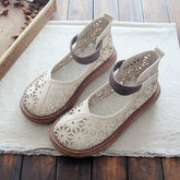 Handgemachte, bequeme Sandalen im Vintage-Stil mit durchbrochenem Blütenblatt